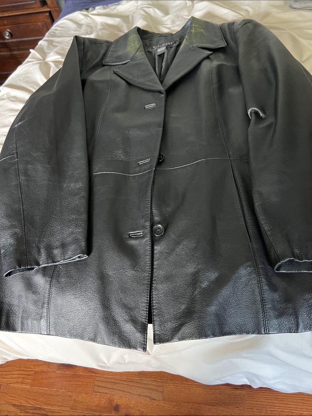 Dialogue Black Leather Button-Front Jacket